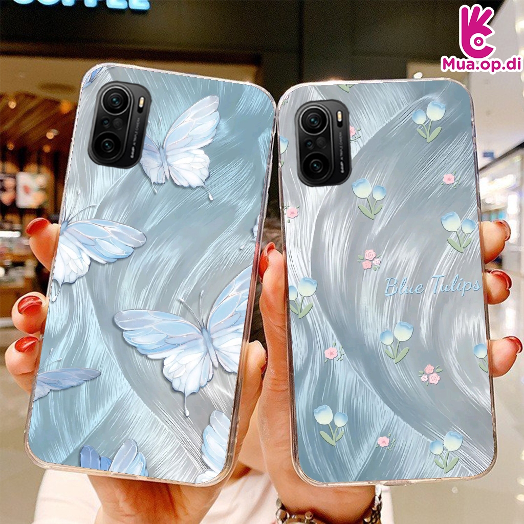 เคสซิลิโคนพิมพ์ลายดอกไม้และผีเสื้อสําหรับ Xiaomi Redmi K40S, Redmi K50, Redmi K50 Pro Super Side
