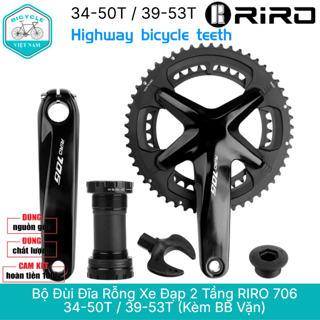 RIRO 706 34-50T / 39-53T 2-Deck จักรยาน Hollow Disc Crank – รวมสกรู