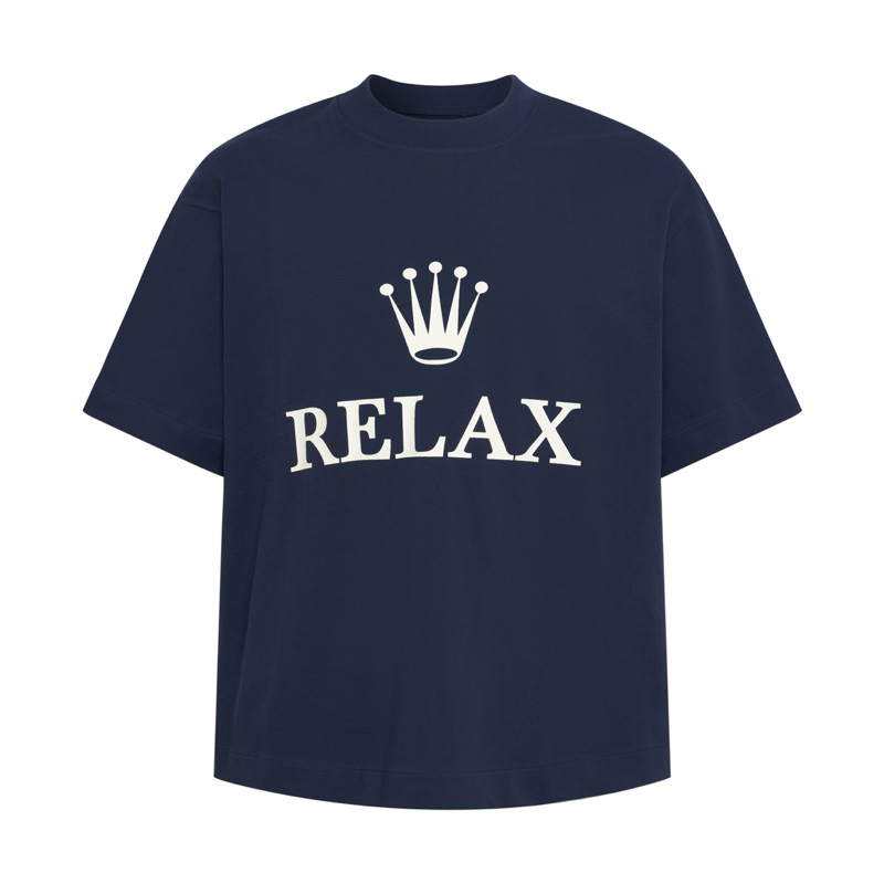 Whipworkshop Mens and Womens Boxy Form Navy Blue Relax Tee - Navy