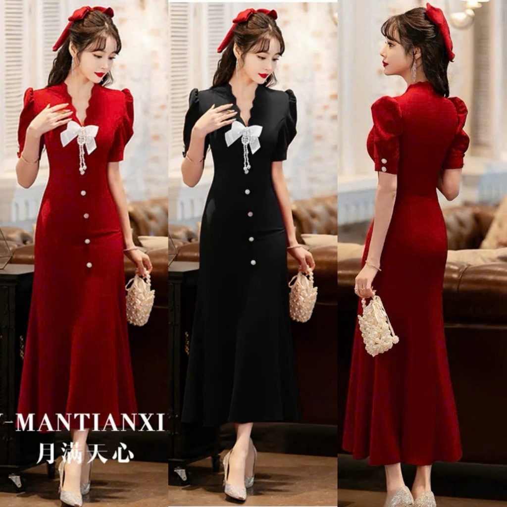 Umi LONG คอวีปลา TAIL BODY PARTY DRESS ทั้งหมด SIZES M,L,XL,XXL