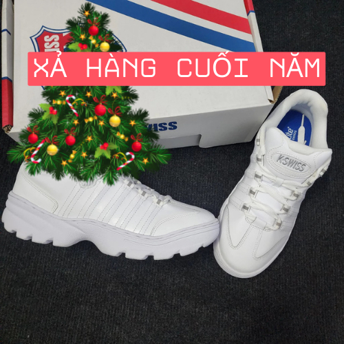 รองเท้าผ้าใบทรงเตี้ยหนังสีขาวสําหรับผู้ชาย Kswiss