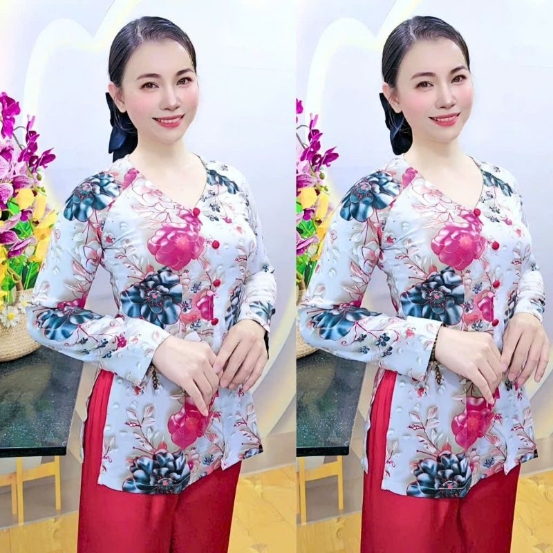 เสื้อ Ba Ba - Ba Ba Model คอเต่าแขนยาวแบบดั้งเดิมมีซิปด้านหลัง - ผ้าไหมพิมพ์ลาย 3D คุณภาพสูง 45-70kg