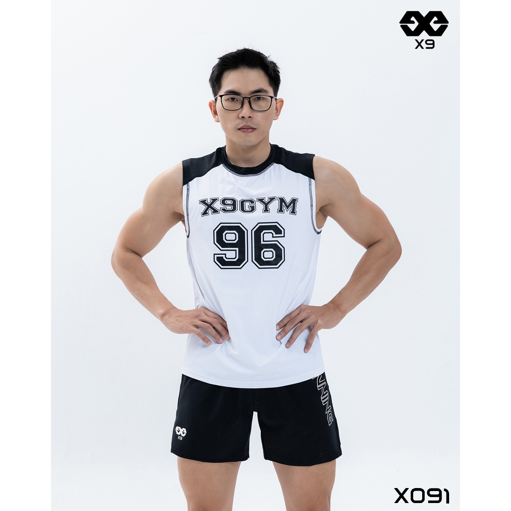 เสื้อยืดกีฬาผู้ชาย TankTop ไหล่หลวมสําหรับยิม วิ่ง ลูกดอง บาสเก็ตบอล - X9 Sportswear - X091