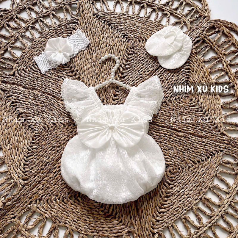 White Fairy Tail Body Ruffled Hedgehog KIDS สําหรับทารกเต็มเดือน, ลูกไม้ญี่ปุ่น B132