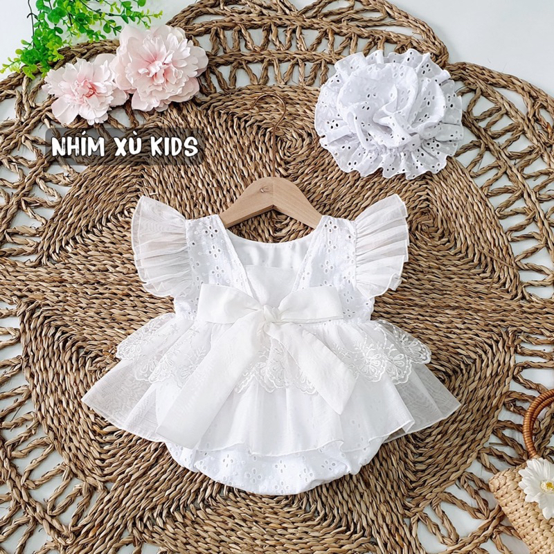 Body Bow Back White Ruffled Hedgehog KIDS ทารกแรกเกิด,เต็มเดือน,เด็กสาวปักญี่ปุ่น Boi B053