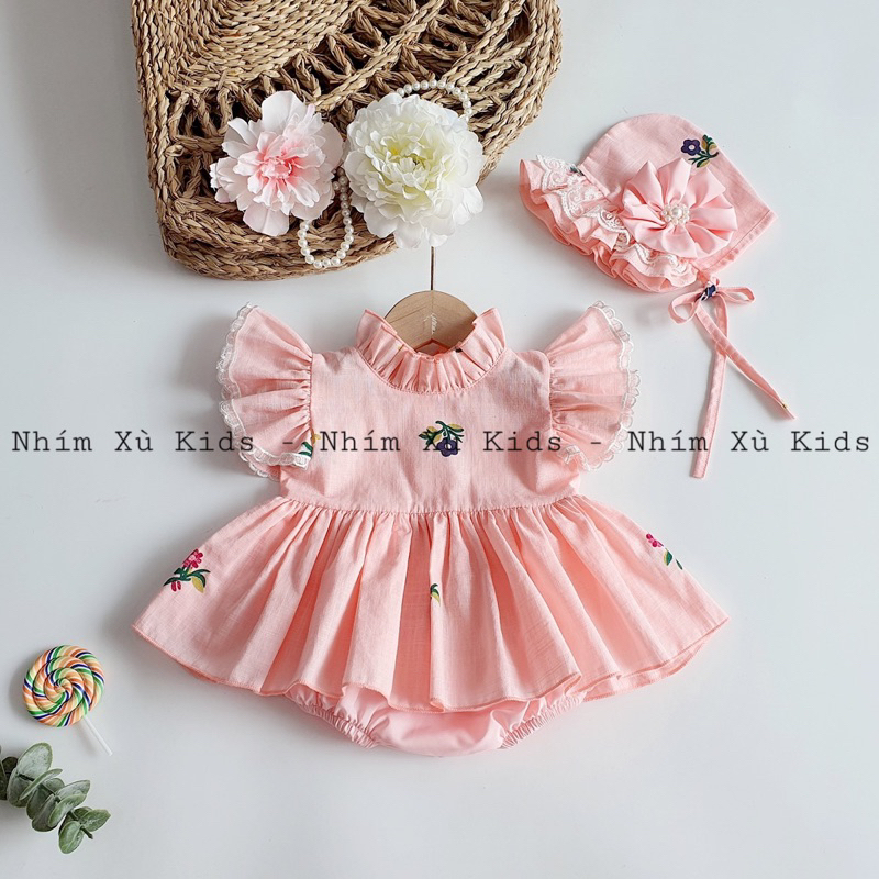 กระโปรงผ้าลินินสีชมพู Body Ruffled Hedgehog KIDS สําหรับทารกแรกเกิด, Full Month, Baby, Birthday Baby Girls Powder Linen B030