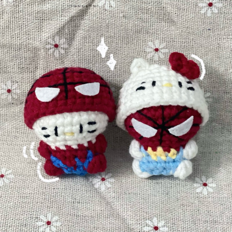 พวงกุญแจไหมพรมมินิ Hello Kitty Spiderman Batman [ทํามือ]