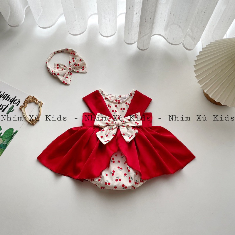Body Red Cherry Dress Ruffled Hedgehog KIDS สําหรับทารกแรกเกิด เต็มเดือน เด็กทารก B001