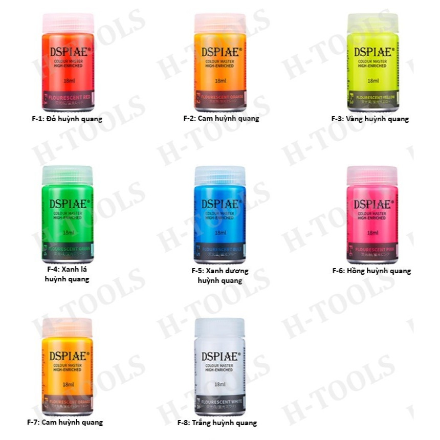 DSPIAE MODEL PAINT - F1~F8 - สีฟลูออเรสเซนต์ / FLOURESCENT 18ML