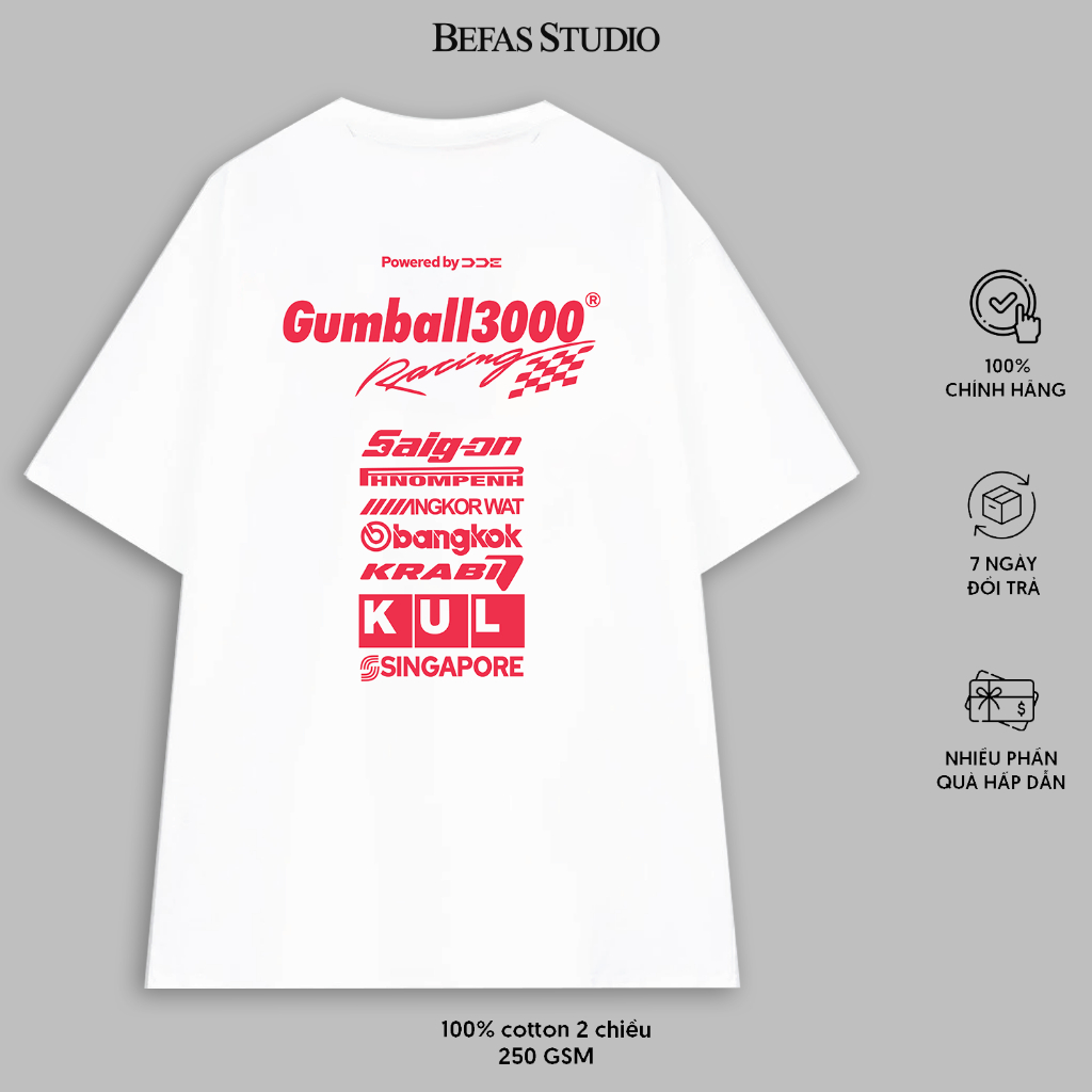 เสื้อยืด Gumball3000 DDE ฉลองครบรอบ 25 ปีของเวียดนาม Singapore - เสื้อยืด Gumball 3000 DDE
