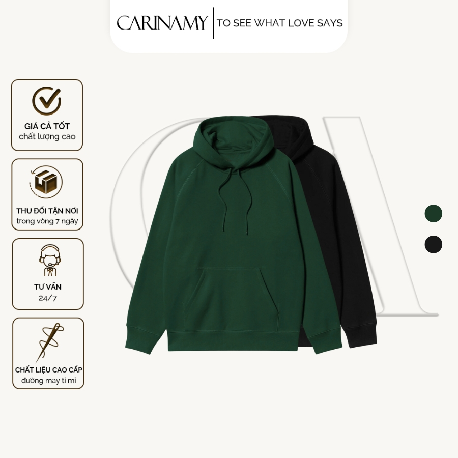 CARINAMY unzip HOODIE ผลิตจากวัสดุสักหลาดหนา