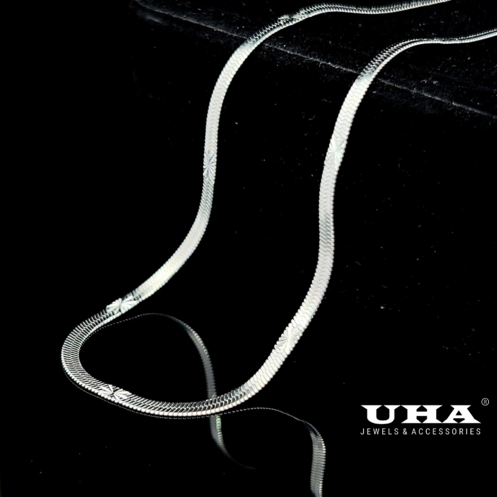 DIN1 สร้อยคอ TITAN unisex ดีไซน์ลายแบน 2 มม. สี UHA คุณภาพสูง