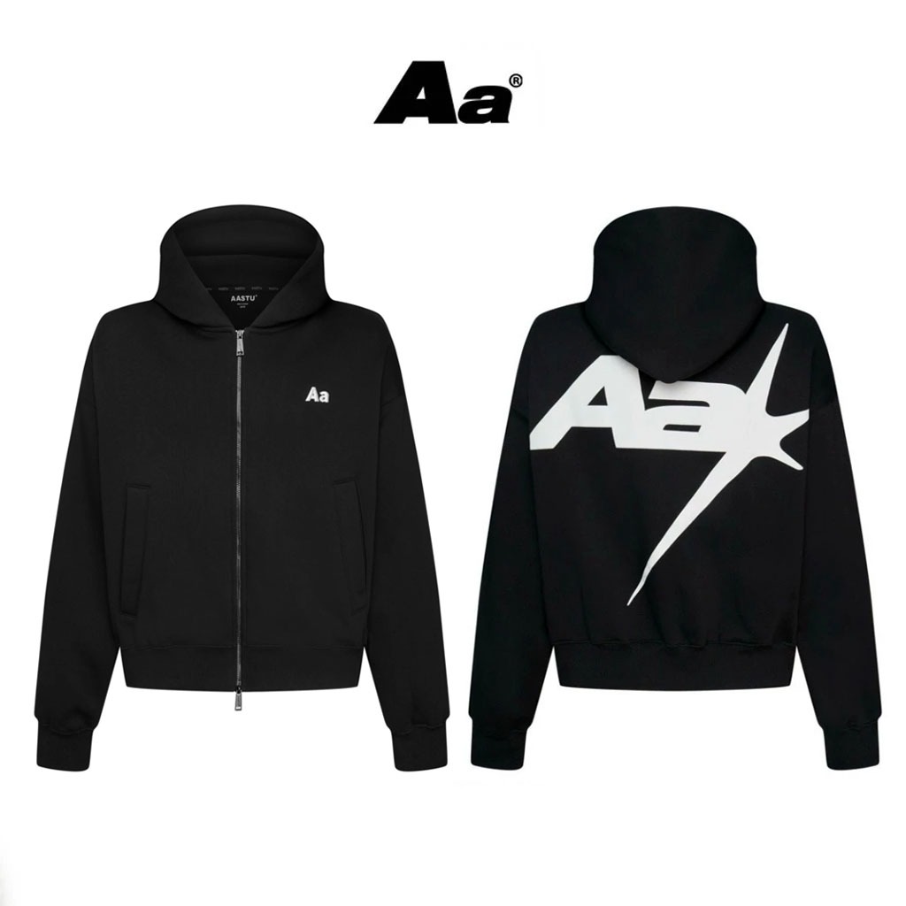 [แบรนด์ Local] AASTU Zip Hoodie รูปแบบหลวมทําจากสักหลาด - แฟชั่นผู้ชายและผู้หญิง Unisex เกาหลี