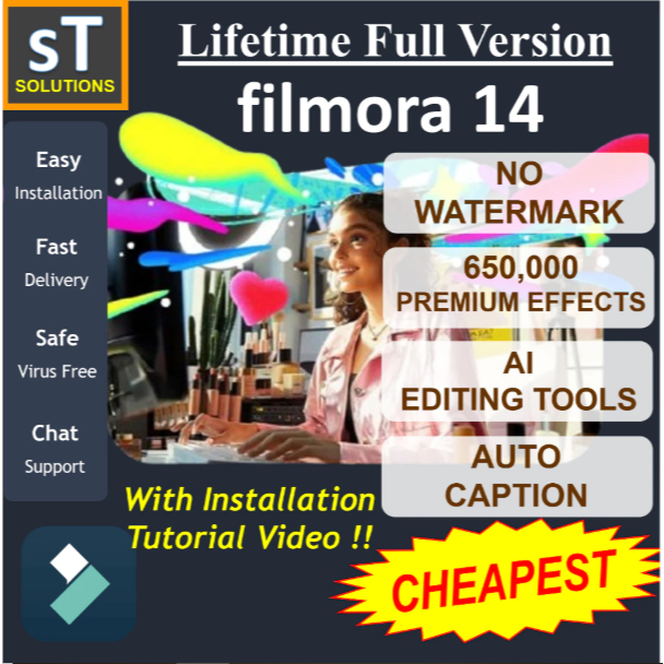 [เปิดใช้งานชีวิต] Filmora 14 + เอฟเฟกต์ระดับพรีเมียมทั้งหมด [ไม่มีเครื่องหมายน้ํา]