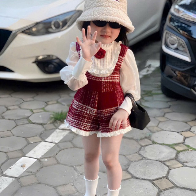 (ฟรีแท็กดอกไม้) ชุดเด็กทารกผู้หญิง ชุด ชุดคริสต์มาสสําหรับเด็กผู้หญิง จูม+เสื้อคอระบายน่ารักสําหรับเด็กผู้หญิง ดวงจันทร์ จอห์นนี่ เด็กทารก