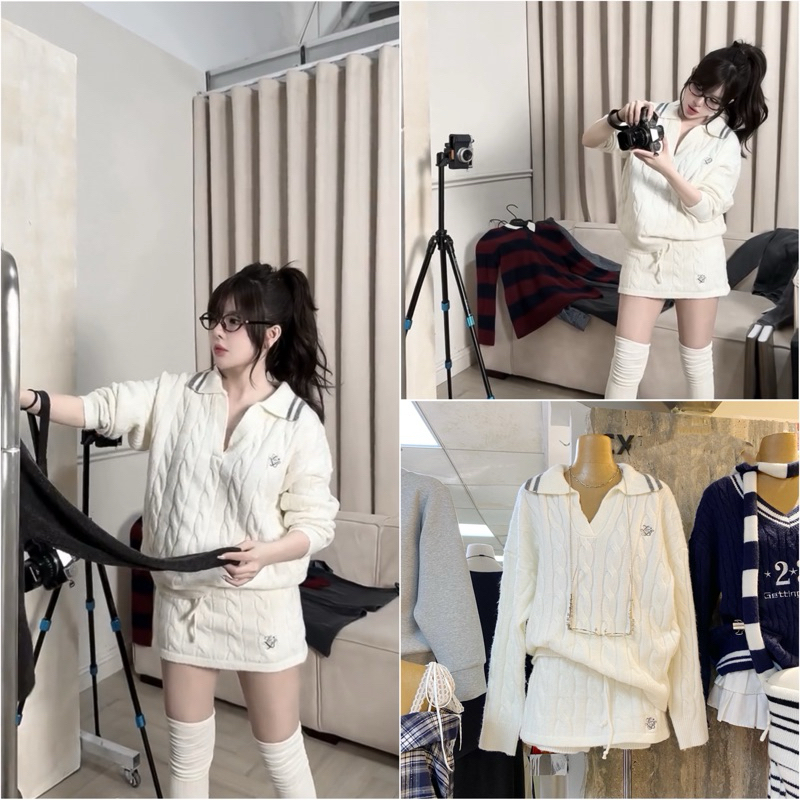 ชุดขนสัตว์ผู้หญิง ชุดขนสัตว์เชือก Lowe พร้อมปกปัก L1 Super Hottrend 2025 - Quynh Mai Store