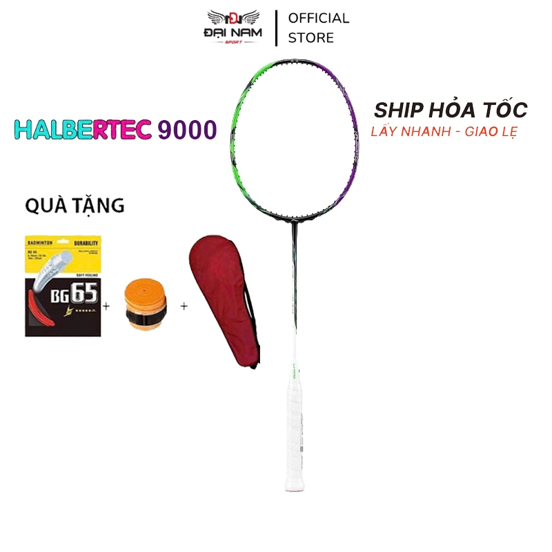 Ln Halbertec 9000 ไม้แบดมินตันคาร์บอนเต็ม Pre-Stretted 11kg สูงสุด 13kg + ฟรีด้ามจับและกระเป๋าถือ