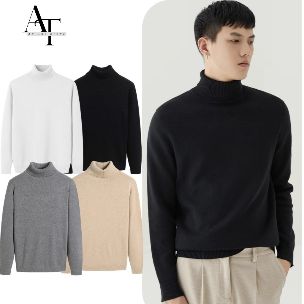 AUTINSSTORE ACL เสื้อกันหนาวคอเต่าขนแกะหนาแขนยาวเกาหลีสําหรับผู้ชายและผู้หญิงหลายสี