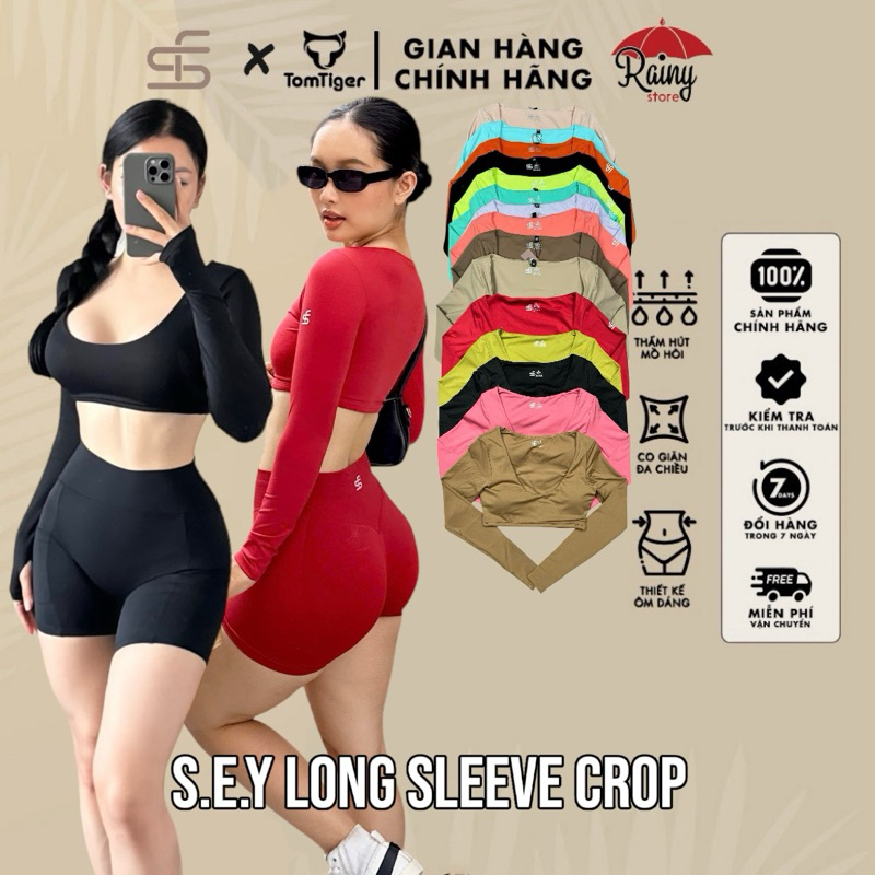[ Sey Crop V Neck ] SEY Devide/ Lazer เสื้อครอปแขนยาวสําหรับยิม โยคะ คุณภาพสูง pre-เบาะ Rainy Store