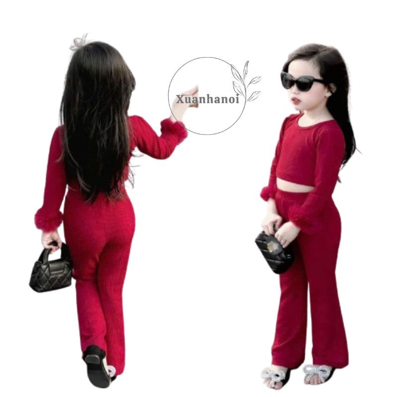 ชุดเด็กทารกไหมพรมกํามะหยี่สีแดงแขนขน 10-30กิโลกรัม XHN1641