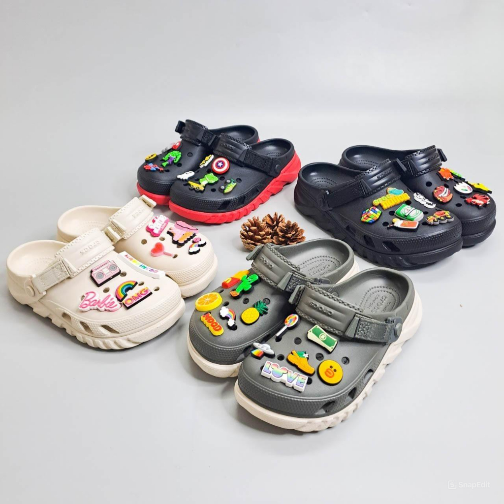 รองเท้าแตะ Duet Max II สําหรับผู้ชายและผู้หญิง สินค้าคุณภาพสูง มาพร้อมชุด Jibbitz ของแท้ Duet max 2 