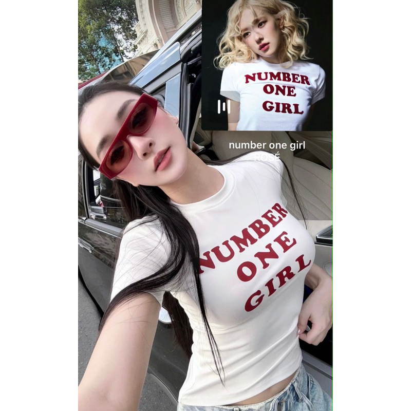 Numberonegirl เสื้อยืดแขนสั้นพิมพ์ลายสีแดง