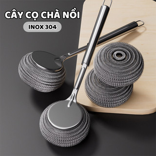 Cọ Chà Nồi Bằng Thép Không Gỉ 304, Cây Cọ Xoong Nồi Có Tay Cầm Dài Tiện Lợi My Home