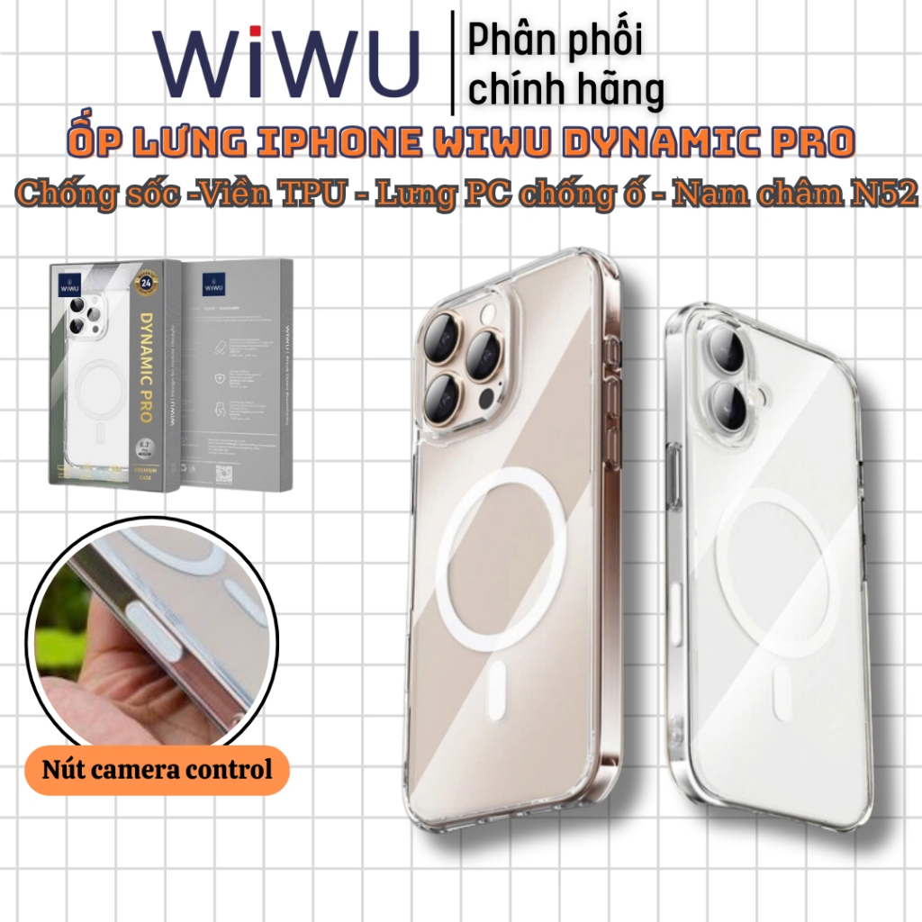 เคสปุ่มควบคุมกล้องแม่เหล็กสําหรับ iPhone 17 Air 16 Pro Max, iP 16 Plus, 16 Pro WIWU Dynamic Pro เบาะ