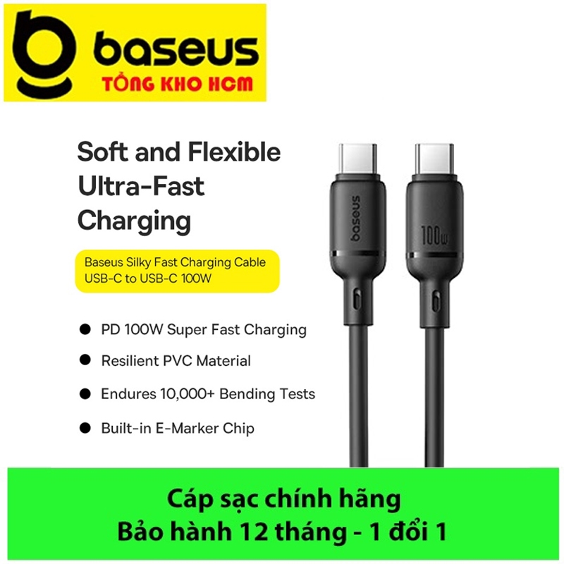 Type C 100W สายชาร์จเร็ว, สายชาร์จเร็ว Baseus Silky Series Type C ถึง Type C 100W สําหรับ 15/16
