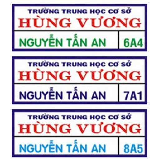 รูปลอก ภาพรีดติดกด/รีดลงผ้าได้ พิมพ์ โลโก้ พร้อมชื่อโรงเรียน และคําเรียกชื่อนักเรียน (แพ็ค 5 ชิ้น)
