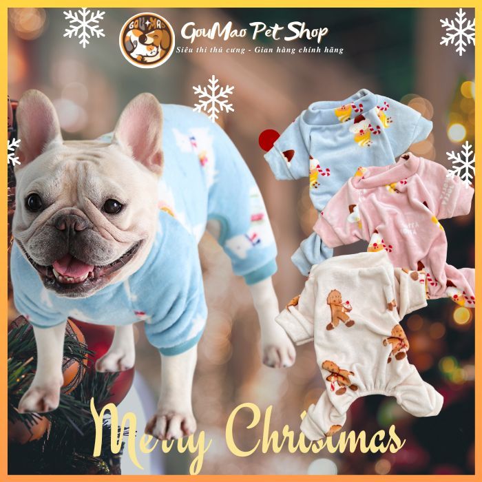 เสื้อคริสต์มาสสําหรับสุนัขและแมว ชุดนอนสี่ขาลายคอท - Goumao pet hhh 244