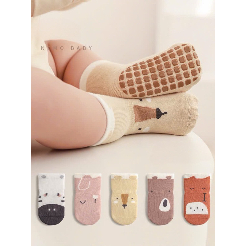 ชุดถุงเท้าทารกแรกเกิดผ้าฝ้ายคอสูงกันลื่น NEMO 5 คู่ รุ่นใหม่ 2024 ss21, Ht.store1990