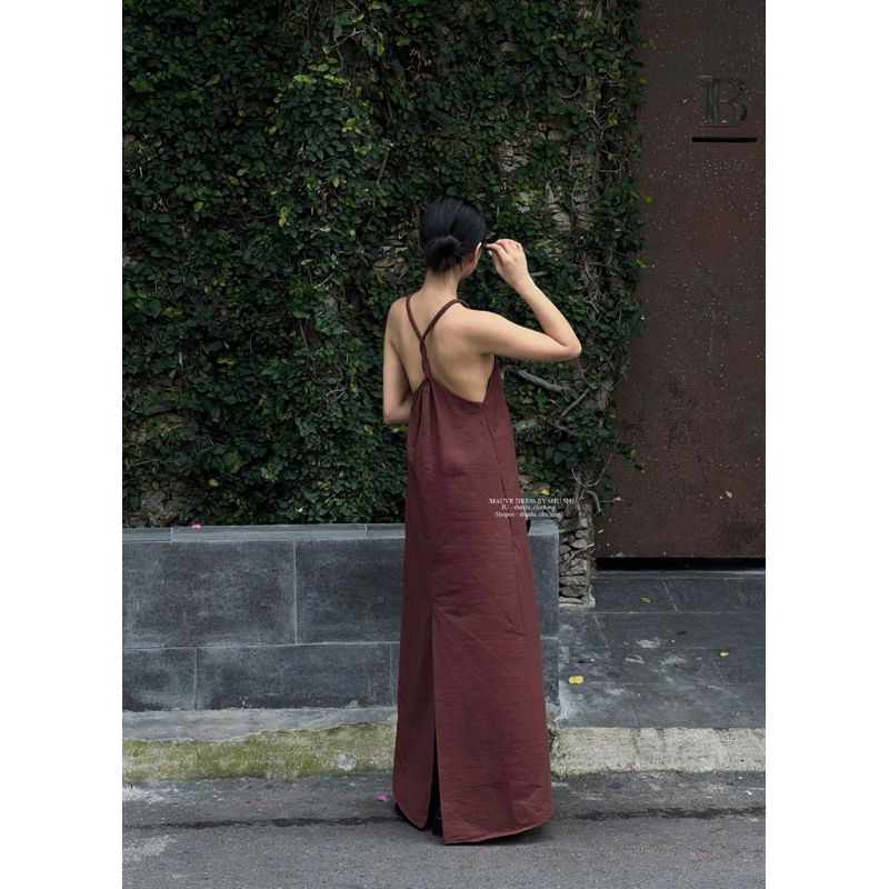 Mauve Dress - เดรสสายเดี่ยวบิดเปลือยหยาบ (รูปถ่ายเดิม)