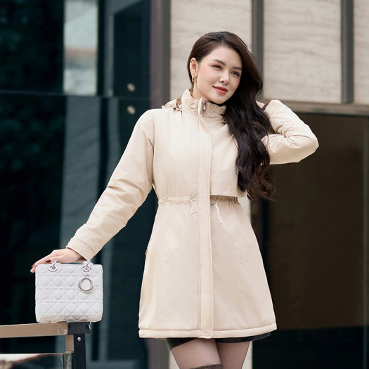 เสื้อคลุมยาวผู้หญิง CARDINA ซับในผ้าฟลีซ 4PKD01