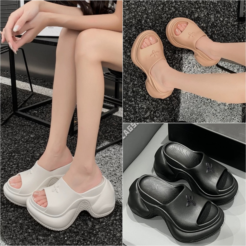 รองเท้าแตะ SMFK พร้อมพื้นบุนวม 9 ซม. และสายรัดแนวนอน