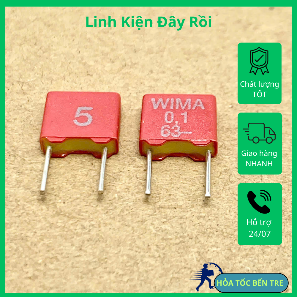 5 ชิ้นเยอรมัน WIMA ตัวเก็บประจุ 63V 0.1uF 104 100nF MKS2 5% แม่นยํา