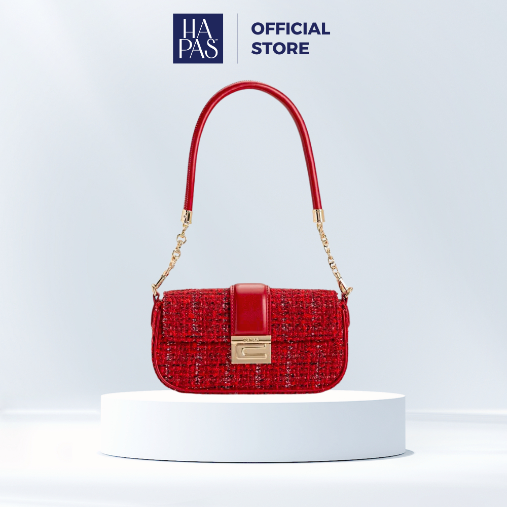 HAPAS กระเป๋าถือสตรี C Chic Tweed Crossbody Shoulder Bag Size 21 - TDV23056 - กระเป๋าแฟชั่นแท้