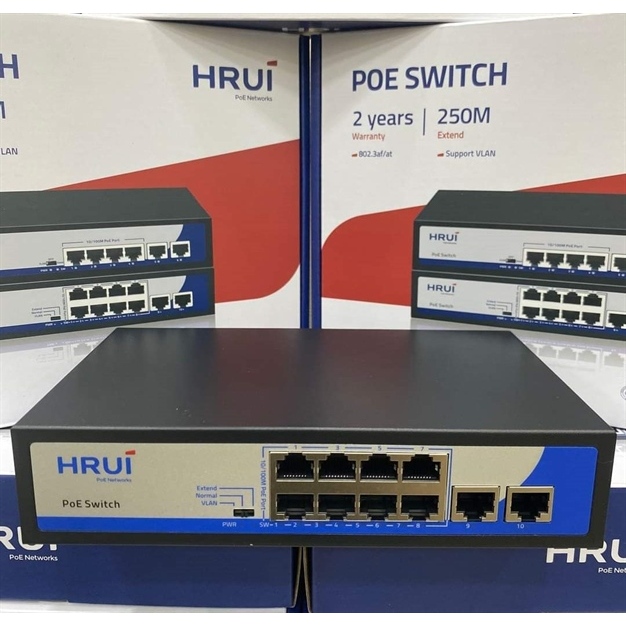 PoE Switch 8 พอร์ต HR902-AF-82N 8 PORT POE+2 UPLINK 96W 2 พอร์ต Uplink