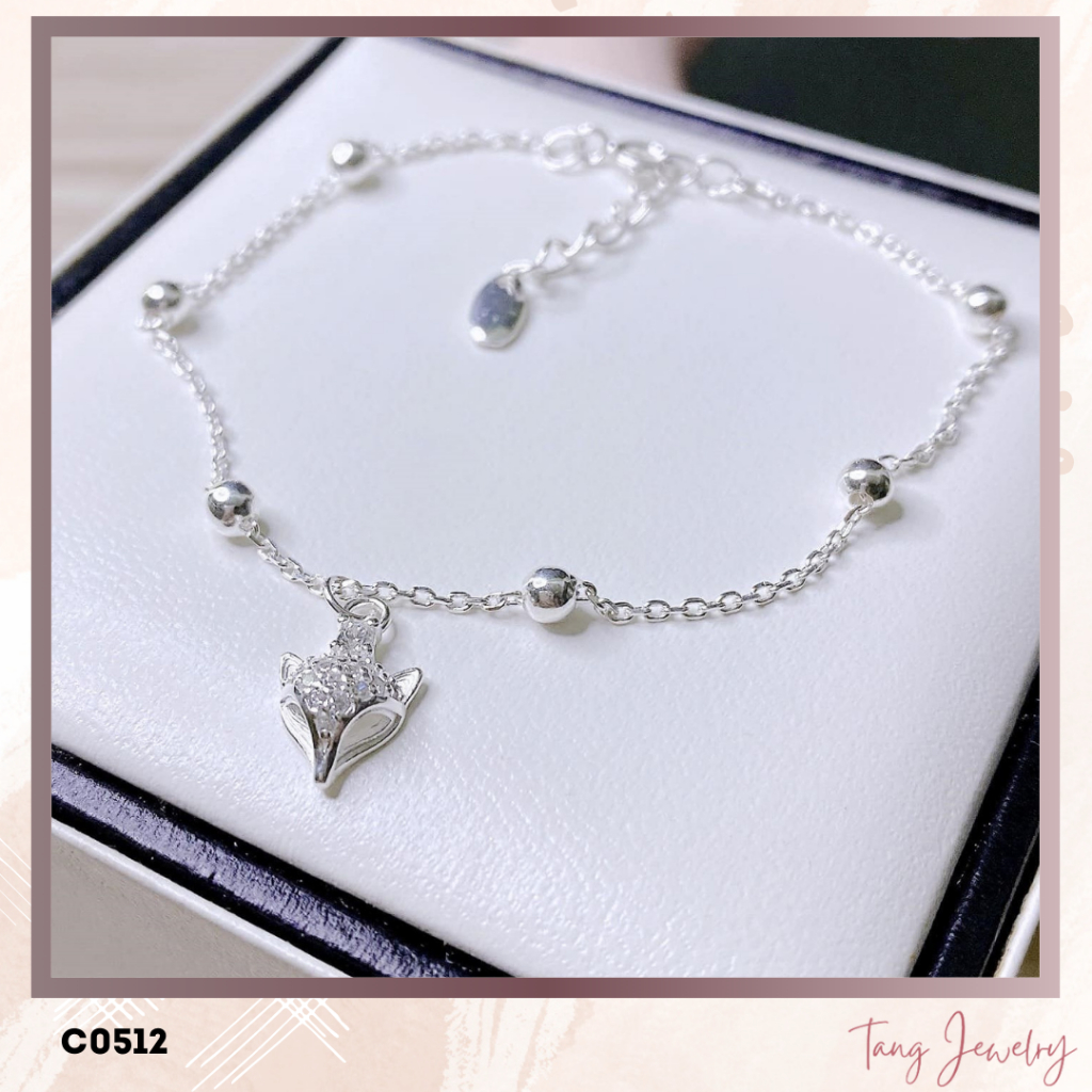 TANG C0512 - สร้อยข้อมือรูปสุนัขจิ้งจอกสีเงินสําหรับผู้หญิง
