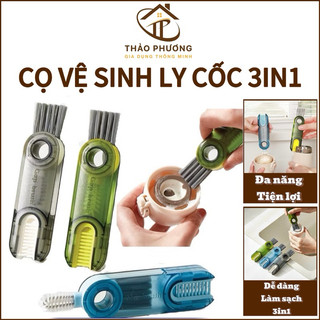 Cọ Vệ Sinh Ly Cốc 3in1, Cọ vệ sinh đa năng, dụng cụ vệ sinh cốc, bình nước xoay 360 -Sân