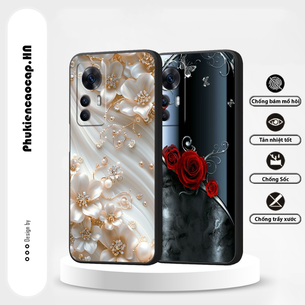 เคส Xiaomi 12T / Xiaomi 12T Pro - เคส TPU พร้อมพิมพ์ดอกกุหลาบและคริสตัล สปอร์ตและไดนามิก