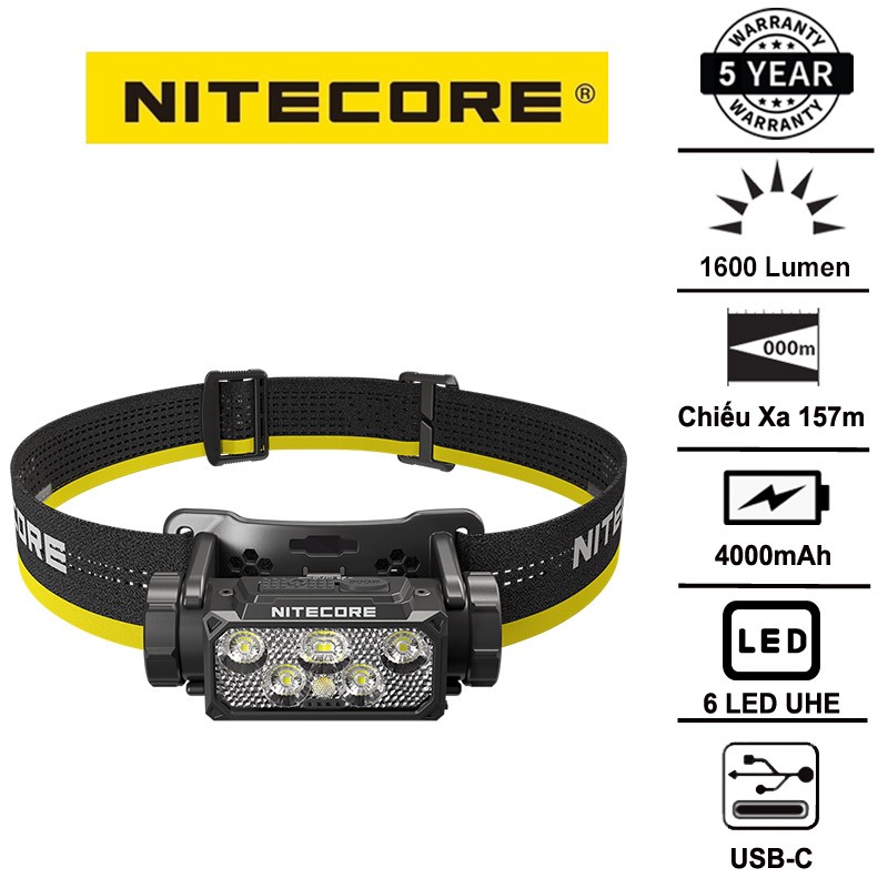 หัวไฟฉาย Nitecore HC60 UHE 1600 ลูเมน ช่วง 157m