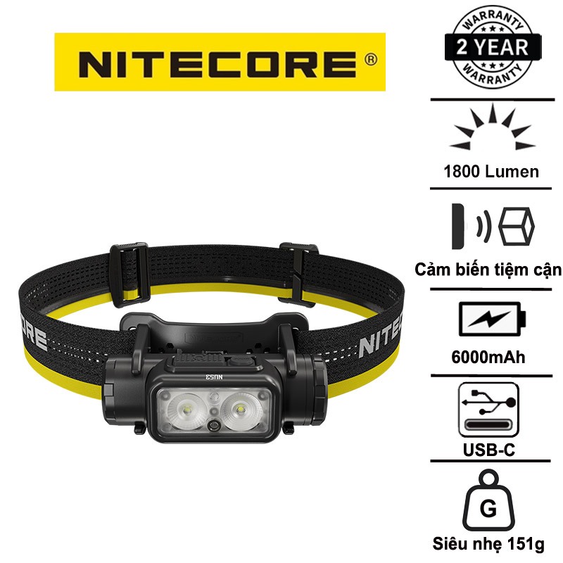 NITECORE NU53 ไฟฉายคาดหัว 1800 ลูเมน ระยะ 175 ม. แบตเตอรี่ 21700 6000mAh ชาร์จเร็ว USB-C