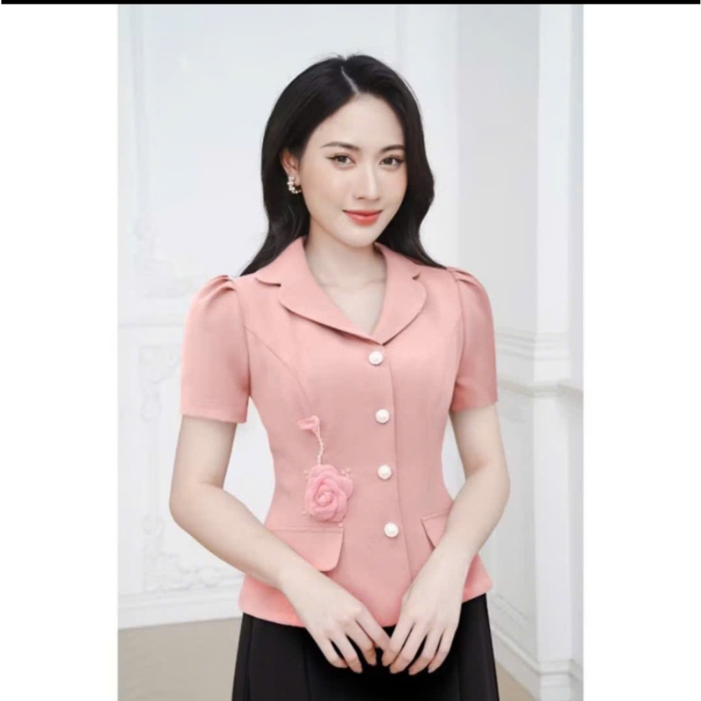 FLOWER-ATACHED STYLE DRESS B889 ALL SIZES (ร้านค้ารับ UNIFORM SEWING)