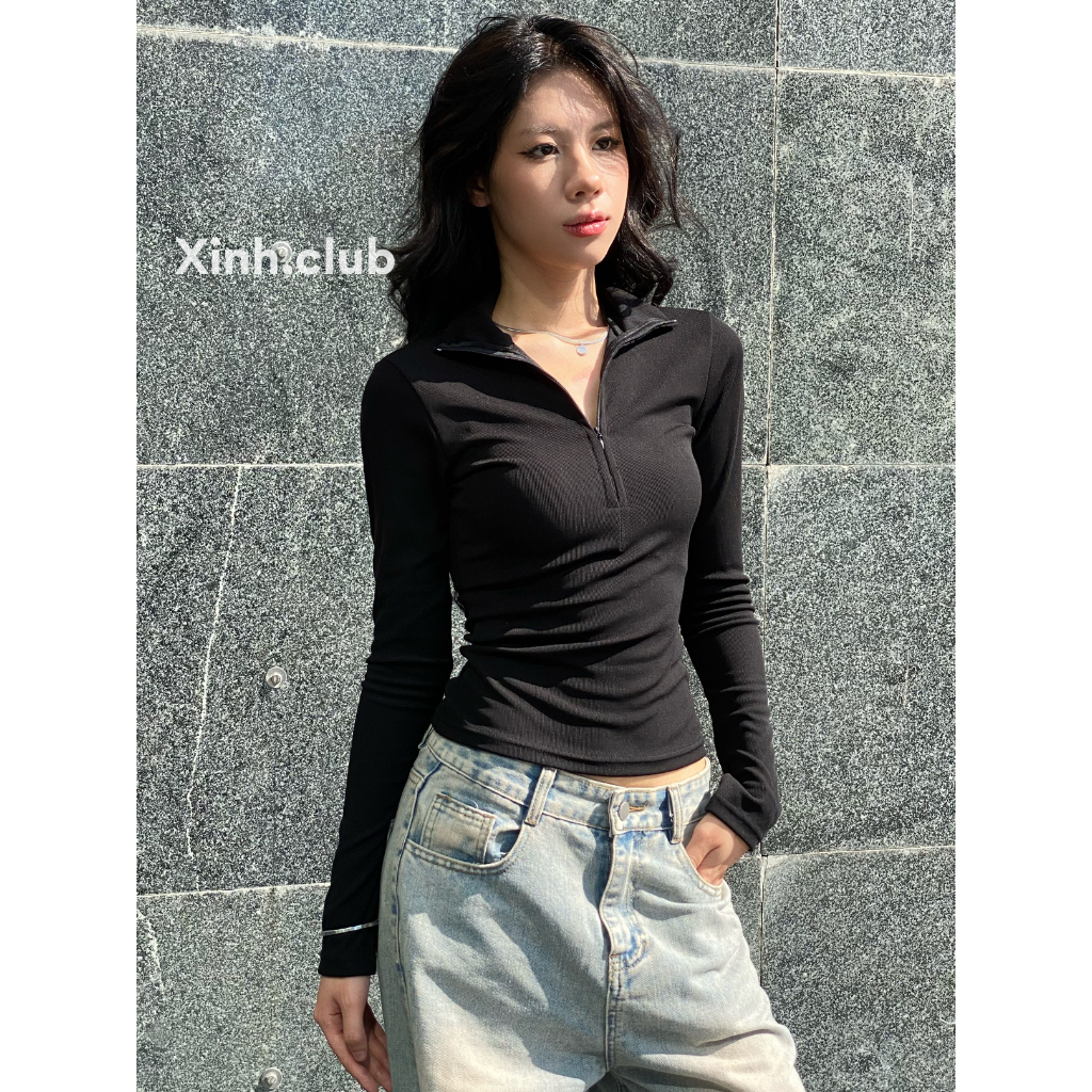 ซินห์.คลับ - เสื้อยืดซิปซ่อนแขนยาวผู้หญิง - รหัส 1024