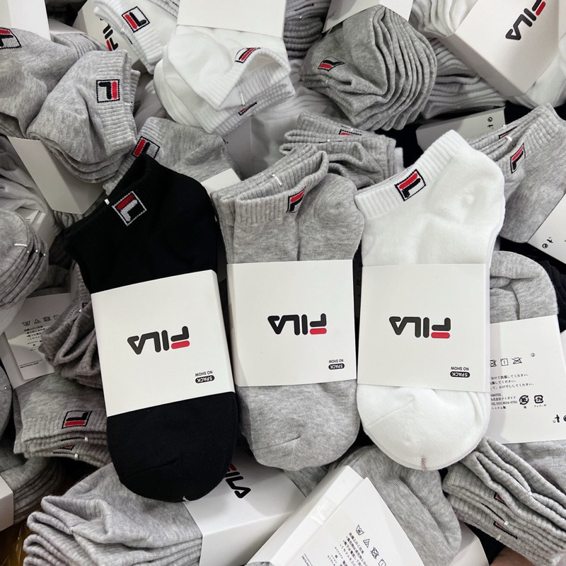 ชุด 5 คู่ FILA ถุงเท้าผ้าฝ้ายสําหรับบุรุษและสตรีคอปกสั้นแบบส่งออก 1 Ht.store1990
