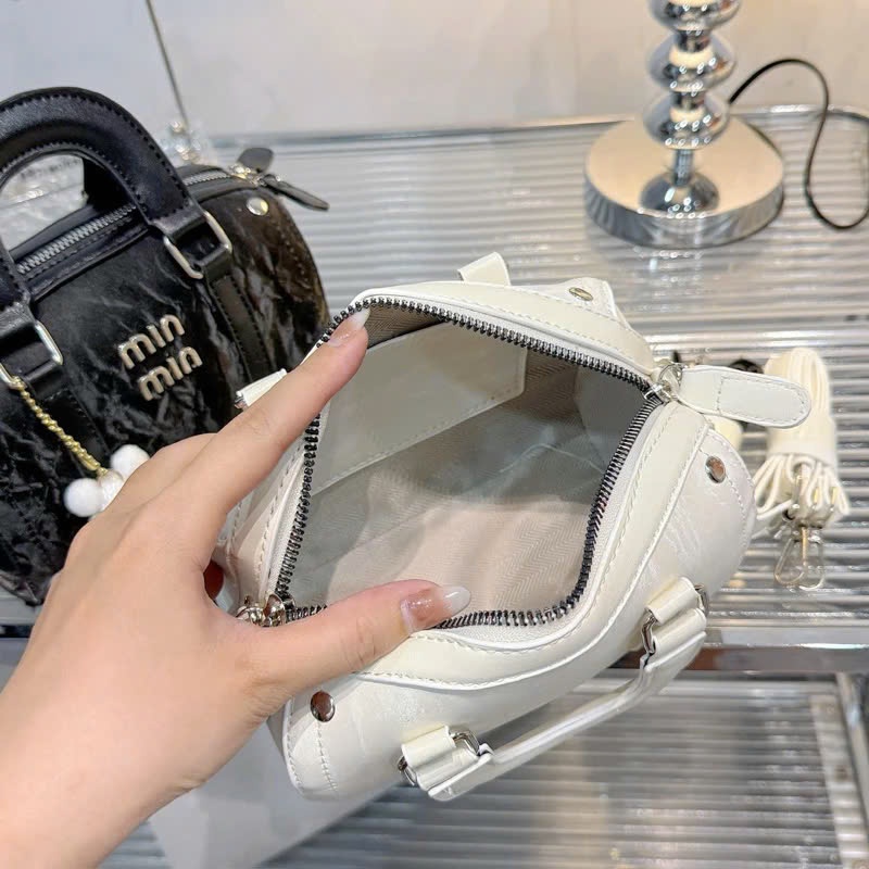 ใหม่ MINMIN กระเป๋าถือผู้หญิงทรงเปล่า Sz 20 หนังกํามะหยี่เรียบพร้อมตะขอหมีฟรี - DK22