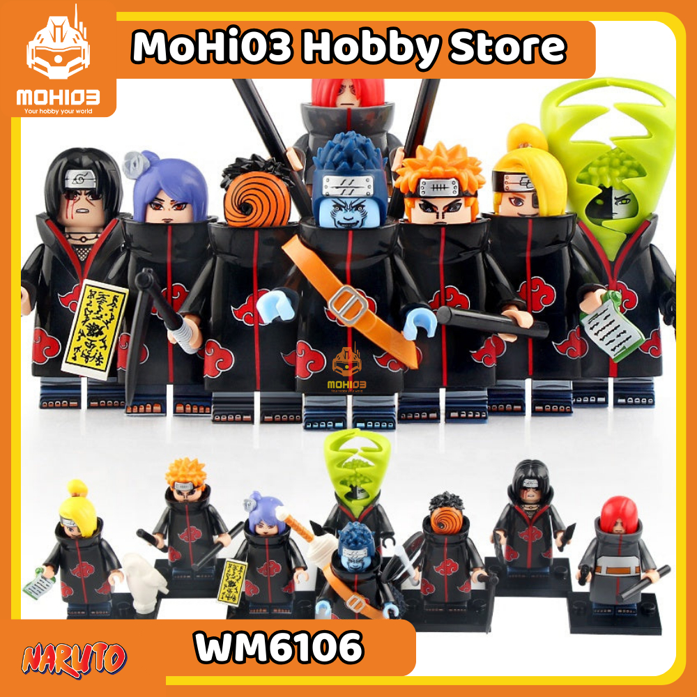 Naruto Minifigure Naruto WM6106 - Itachi Sasuke Madara Kisame Akatsuki Assembly Model - Mohi03