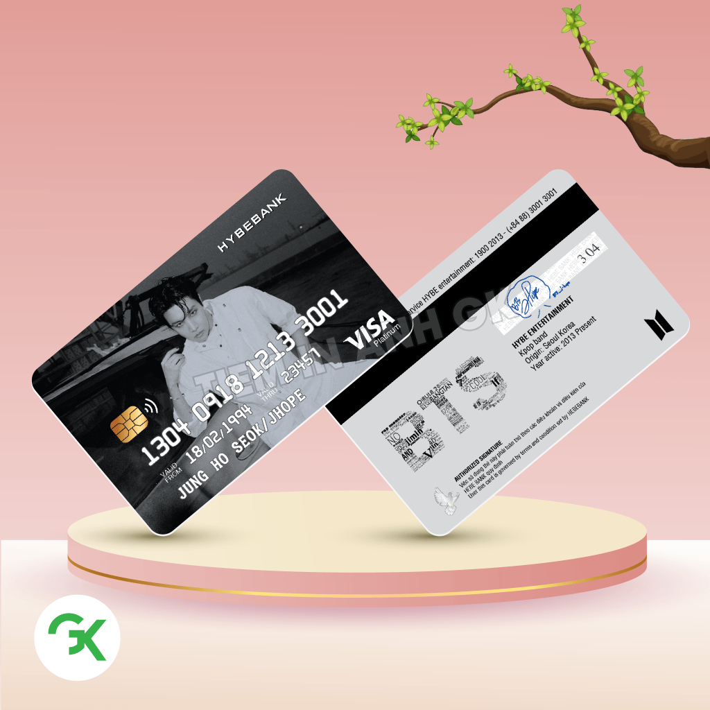 การ์ดว่ายน้ํา BTS VISA PLATINUM นูนชื่อและตัวเลขหนาเท่าการ์ด CCCD ATM