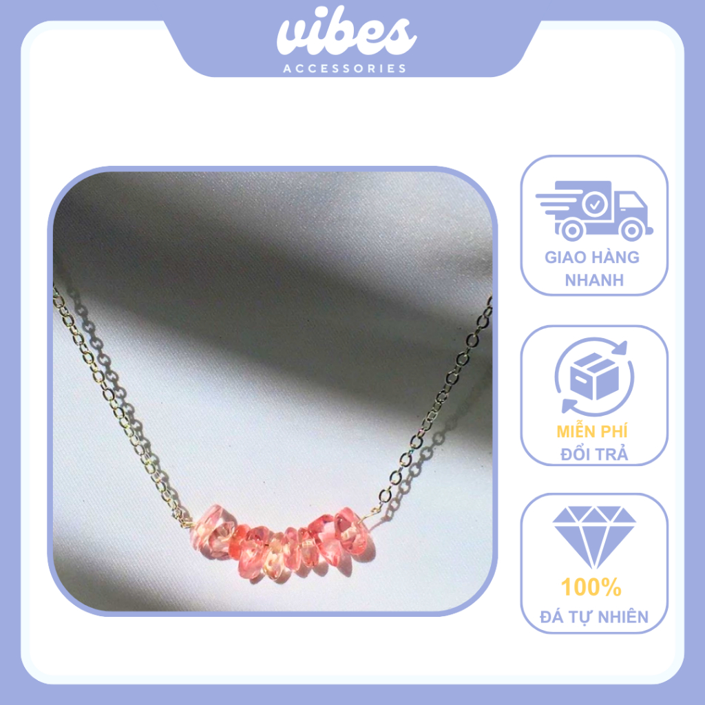 สร้อยคอ Natural Rose Quartz ดึงดูดความรัก - VIBES DCR01